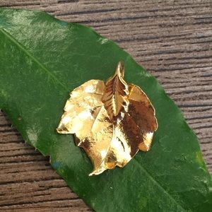 Goldtone Metal Dipped Leaf Gold Plated Pendant